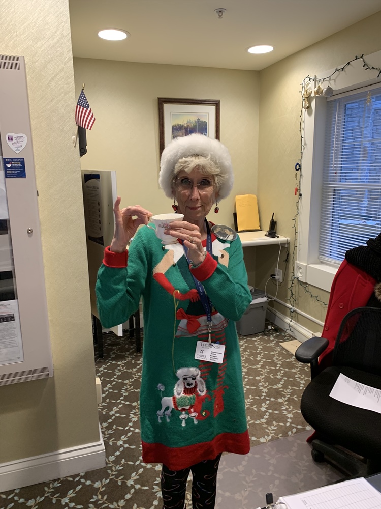 Mrs. Claus was filling in at the front desk for Christmas!