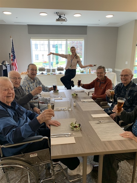 The Men of Ferris Hills and Clark Meadows Enjoying Lunch together in Rayburn Hall