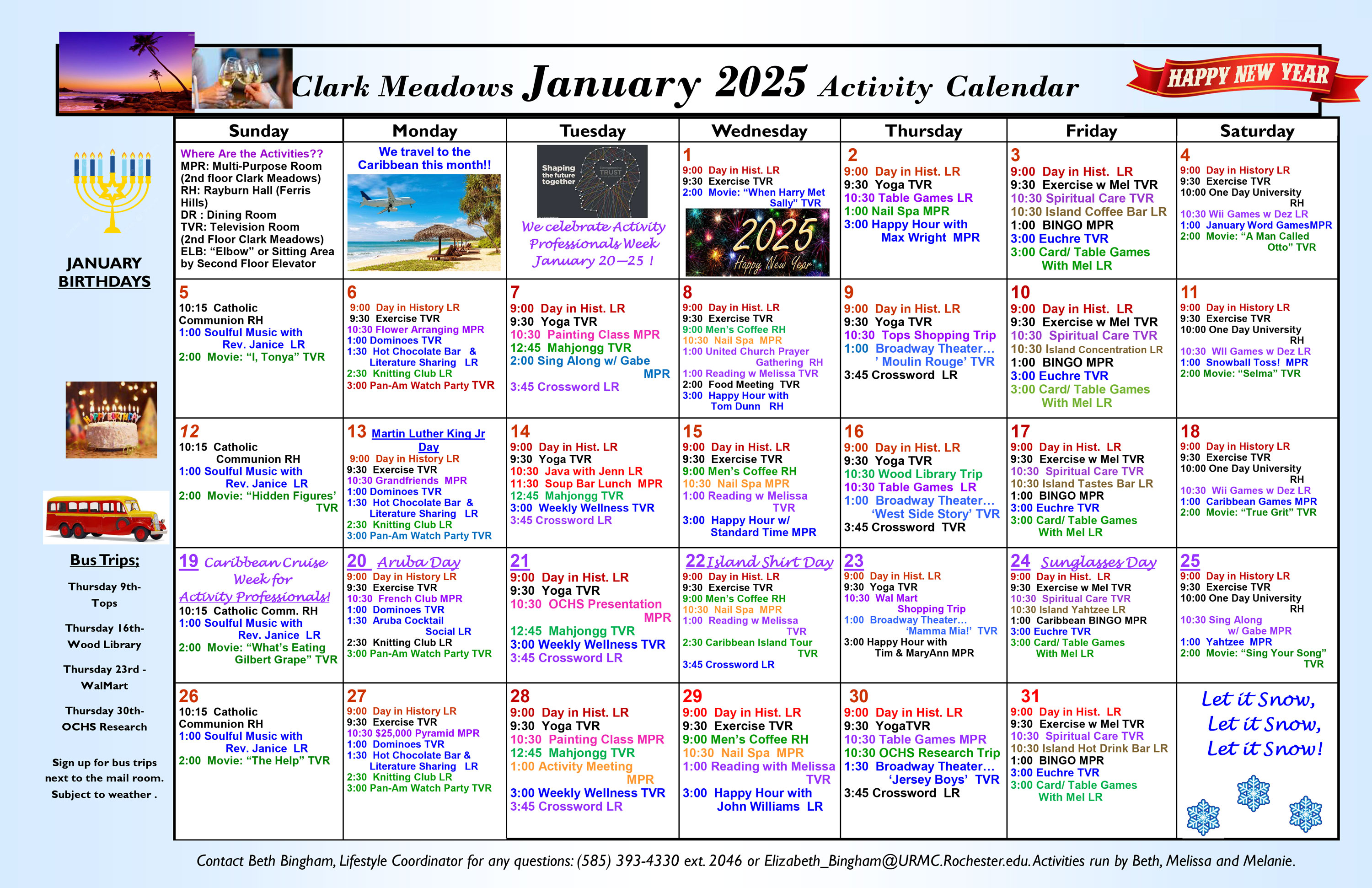 Clark Meadows Activities Calendar